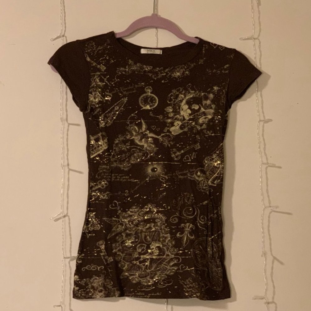 MIKK Couture | Brown Graphic Short Sleeve Tee